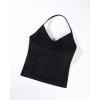 imageAUROLA Influence Longline Strappy Workout Halter Tops for WomenRemovable Cups Padded Bras Impact Gym Yoga Sleeveless TopBlack