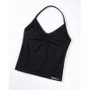imageAUROLA Influence Longline Strappy Workout Halter Tops for WomenRemovable Cups Padded Bras Impact Gym Yoga Sleeveless TopBlack
