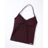 imageAUROLA Influence Longline Strappy Workout Halter Tops for WomenRemovable Cups Padded Bras Impact Gym Yoga Sleeveless TopBlack Cherry