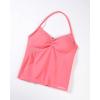 imageAUROLA Influence Longline Strappy Workout Halter Tops for WomenRemovable Cups Padded Bras Impact Gym Yoga Sleeveless TopBubblegum