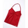 imageAUROLA Influence Longline Strappy Workout Halter Tops for WomenRemovable Cups Padded Bras Impact Gym Yoga Sleeveless TopChili Red