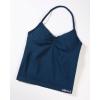 imageAUROLA Influence Longline Strappy Workout Halter Tops for WomenRemovable Cups Padded Bras Impact Gym Yoga Sleeveless TopEnsign Blue