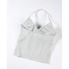 imageAUROLA Influence Longline Strappy Workout Halter Tops for WomenRemovable Cups Padded Bras Impact Gym Yoga Sleeveless TopGlacier Gray