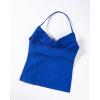 imageAUROLA Influence Longline Strappy Workout Halter Tops for WomenRemovable Cups Padded Bras Impact Gym Yoga Sleeveless TopKlein Blue