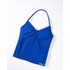 imageAUROLA Influence Longline Strappy Workout Halter Tops for WomenRemovable Cups Padded Bras Impact Gym Yoga Sleeveless TopKlein Blue