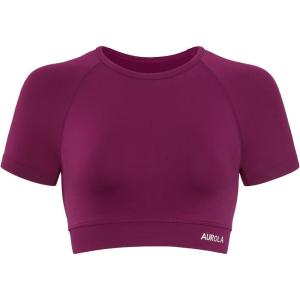 imageAUROLA Influence Crop Top Workout Shirts for Women UltraSoft Seamless Gym T Shirts Short Sleeve Running Workout TopsMagenta