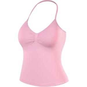 imageAUROLA Influence Longline Strappy Workout Halter Tops for WomenRemovable Cups Padded Bras Impact Gym Yoga Sleeveless TopSweet Pink