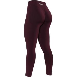 imageAUROLA Influence Workout Leggings for Women Seamless Compression Tummy Control Leggings Mid Rise Yoga PantsBlack Cherry