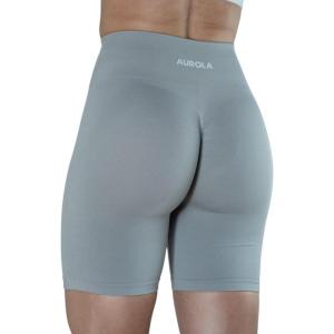 imageAUROLA Womens Athletic Shorts Seamless High Waisted Running Sporty Gym Fitness Yoga Elastic Workout 75quot Bike ShortsSilver Sconce