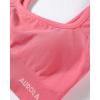 imageAUROLA Power Sports Bras for Women  Push Up Workout Bra Square Neck Yoga Bra Padded Low Impact Gym Bra Crop TopBubblegum