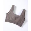 imageAUROLA Power Sports Bras for Women  Push Up Workout Bra Square Neck Yoga Bra Padded Low Impact Gym Bra Crop TopMocha