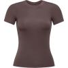 imageAUROLA Everyday Fitted TShirt for WomenCrew Neck Basic Short Sleeves T ShirtCrop Tops Modal Slim Fit TeeBrown