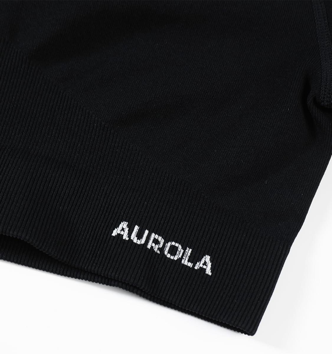 imageAUROLA Serpent Snake Seamless Workout TShirts for WomenShort Sleeve Crop Top Gym Yoga Athletic Shirts TeePacksolidblackcrescent White