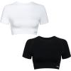 imageAUROLA Serpent Snake Seamless Workout TShirts for WomenShort Sleeve Crop Top Gym Yoga Athletic Shirts TeePacksolidblackcrescent White