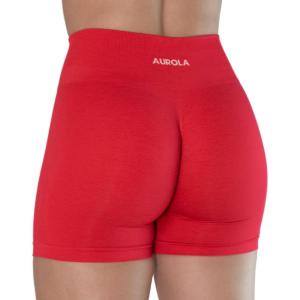 imageAUROLA Intensify V20 Womens Workout Shorts Athletic Running Shorts Seamless High Waist Gym Yoga ShortsFiery Red