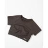 imageAUROLA Influence Crop Top Workout Shirts for Women UltraSoft Seamless Gym T Shirts Short Sleeve Running Workout TopsChestnut Brown