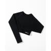 imageAUROLA Serpent Snake Long Sleeve Shirts for Women Seamless Workout Crop Tops Crew Neck Cropped T Shirt Athletic YogaSolidblack