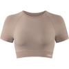 imageAUROLA Influence Crop Top Workout Shirts for Women UltraSoft Seamless Gym T Shirts Short Sleeve Running Workout TopsNatural