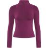 imageAUROLA Influence Workout Jacket for Women Half Zip Cropped Slim Fit Long Sleeve Yoga Jackets Athletic Top with Thumb HolesMagenta