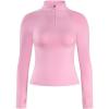imageAUROLA Influence Workout Jacket for Women Half Zip Cropped Slim Fit Long Sleeve Yoga Jackets Athletic Top with Thumb HolesSweet Pink