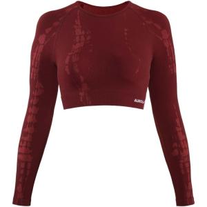 imageAUROLA Serpent Snake Long Sleeve Shirts for Women Seamless Workout Crop Tops Crew Neck Cropped T Shirt Athletic YogaBurgundy
