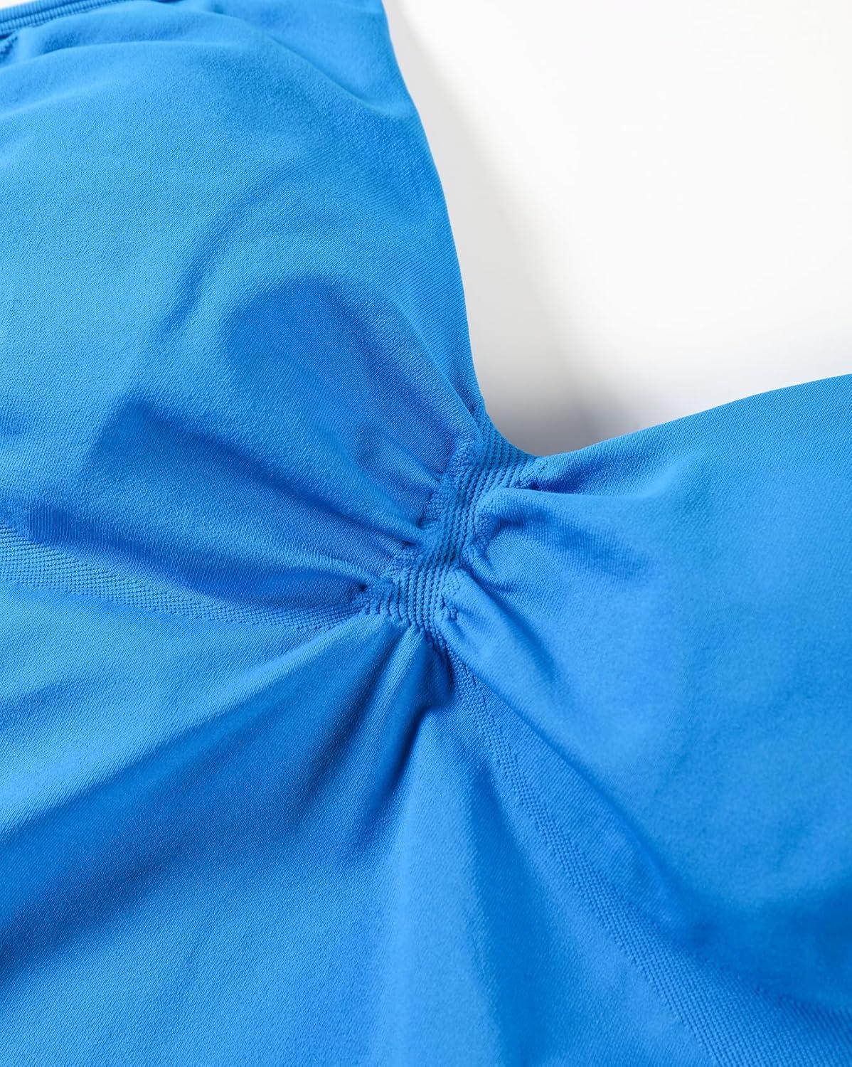 imageAUROLA Influence Longline Strappy Workout Halter Tops for WomenRemovable Cups Padded Bras Impact Gym Yoga Sleeveless TopIndigo