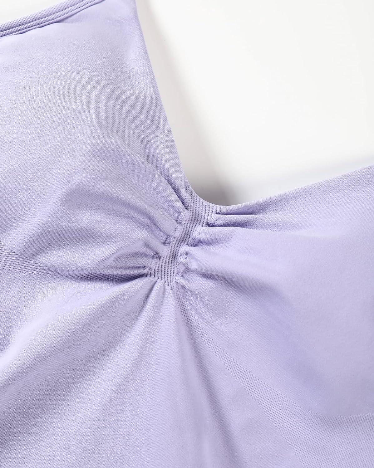 imageAUROLA Influence Longline Strappy Workout Halter Tops for WomenRemovable Cups Padded Bras Impact Gym Yoga Sleeveless TopLavender