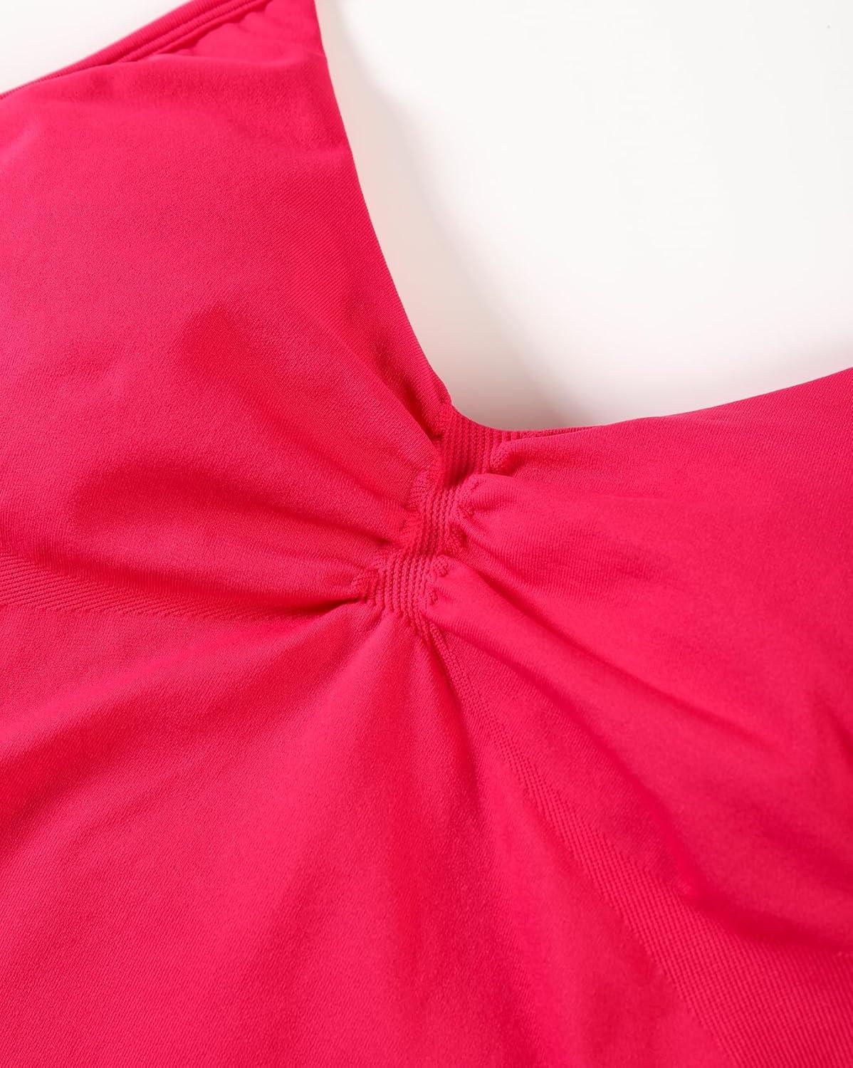 imageAUROLA Influence Longline Strappy Workout Halter Tops for WomenRemovable Cups Padded Bras Impact Gym Yoga Sleeveless TopPink