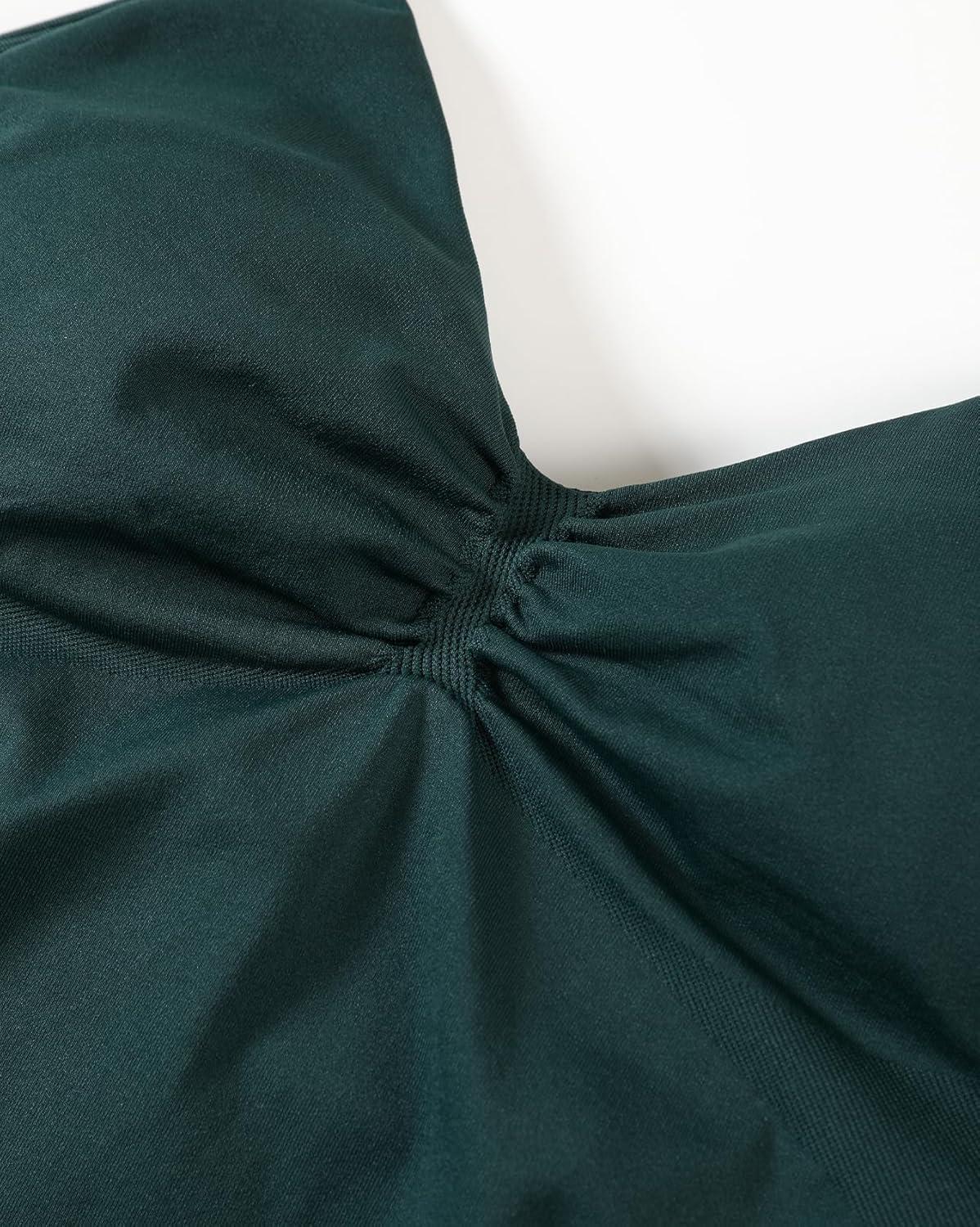 imageAUROLA Influence Longline Strappy Workout Halter Tops for WomenRemovable Cups Padded Bras Impact Gym Yoga Sleeveless TopPonderosa Green