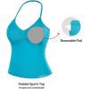 imageAUROLA Influence Longline Strappy Workout Halter Tops for WomenRemovable Cups Padded Bras Impact Gym Yoga Sleeveless TopCaneel Bay