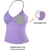 imageAUROLA Influence Longline Strappy Workout Halter Tops for WomenRemovable Cups Padded Bras Impact Gym Yoga Sleeveless TopChalk Violet