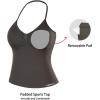 imageAUROLA Influence Longline Strappy Workout Halter Tops for WomenRemovable Cups Padded Bras Impact Gym Yoga Sleeveless TopChestnut Brown