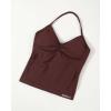imageAUROLA Influence Longline Strappy Workout Halter Tops for WomenRemovable Cups Padded Bras Impact Gym Yoga Sleeveless TopCinnamon