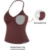 imageAUROLA Influence Longline Strappy Workout Halter Tops for WomenRemovable Cups Padded Bras Impact Gym Yoga Sleeveless TopCinnamon
