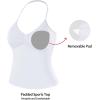 imageAUROLA Influence Longline Strappy Workout Halter Tops for WomenRemovable Cups Padded Bras Impact Gym Yoga Sleeveless TopCrescent White
