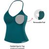 imageAUROLA Influence Longline Strappy Workout Halter Tops for WomenRemovable Cups Padded Bras Impact Gym Yoga Sleeveless TopDeep Teal