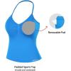 imageAUROLA Influence Longline Strappy Workout Halter Tops for WomenRemovable Cups Padded Bras Impact Gym Yoga Sleeveless TopIndigo