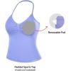 imageAUROLA Influence Longline Strappy Workout Halter Tops for WomenRemovable Cups Padded Bras Impact Gym Yoga Sleeveless TopJacaranda