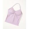 imageAUROLA Influence Longline Strappy Workout Halter Tops for WomenRemovable Cups Padded Bras Impact Gym Yoga Sleeveless TopLilac Snow