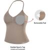 imageAUROLA Influence Longline Strappy Workout Halter Tops for WomenRemovable Cups Padded Bras Impact Gym Yoga Sleeveless TopNatural