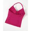 imageAUROLA Influence Longline Strappy Workout Halter Tops for WomenRemovable Cups Padded Bras Impact Gym Yoga Sleeveless TopVivid Cerise