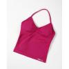 imageAUROLA Influence Longline Strappy Workout Halter Tops for WomenRemovable Cups Padded Bras Impact Gym Yoga Sleeveless TopVivid Cerise