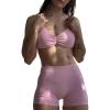 imageAUROLA Influence Workout Shorts ampamp Bras Set for WomenNo Roll Up Squat Proof Shorts Seamless Compression Gym Bra Set Sweet Pink XS