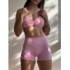 imageAUROLA Influence Workout Shorts ampamp Bras Set for WomenNo Roll Up Squat Proof Shorts Seamless Compression Gym Bra Set Sweet Pink M