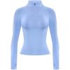 imageAUROLA Influence Workout Jacket for Women Half Zip Cropped Slim Fit Long Sleeve Yoga Jackets Athletic Top with Thumb HolesAiry Blue