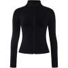 imageAUROLA Influence Athletic Workout Jacket for Women Lightweight Slim Fit Full Zip Running Yoga Sports Jacket with Thumb HolesBlack