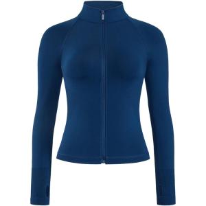 imageAUROLA Influence Athletic Workout Jacket for Women Lightweight Slim Fit Full Zip Running Yoga Sports Jacket with Thumb HolesEnsign Blue
