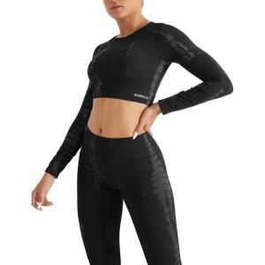 imageAUROLA Serpent 2 Piece Workout Sets for Women Long Sleeve Crop Gym Tops High Waist Scrunch Butt Lifting Leggings Yoga Pants