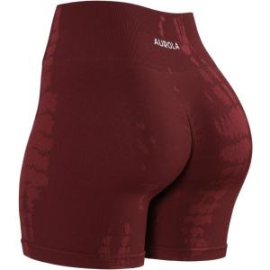 imageAUROLA Serpent Seamless Scrunch Workout Shorts for WomenTummy Control Squat Proof Ribbed Thick Active Gym ShortSerpent Burgundy