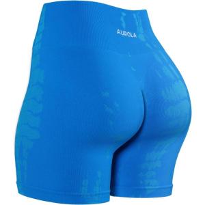 imageAUROLA Serpent Seamless Scrunch Workout Shorts for WomenTummy Control Squat Proof Ribbed Thick Active Gym ShortSerpent Indigo